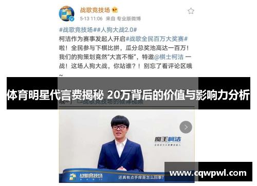 体育明星代言费揭秘 20万背后的价值与影响力分析